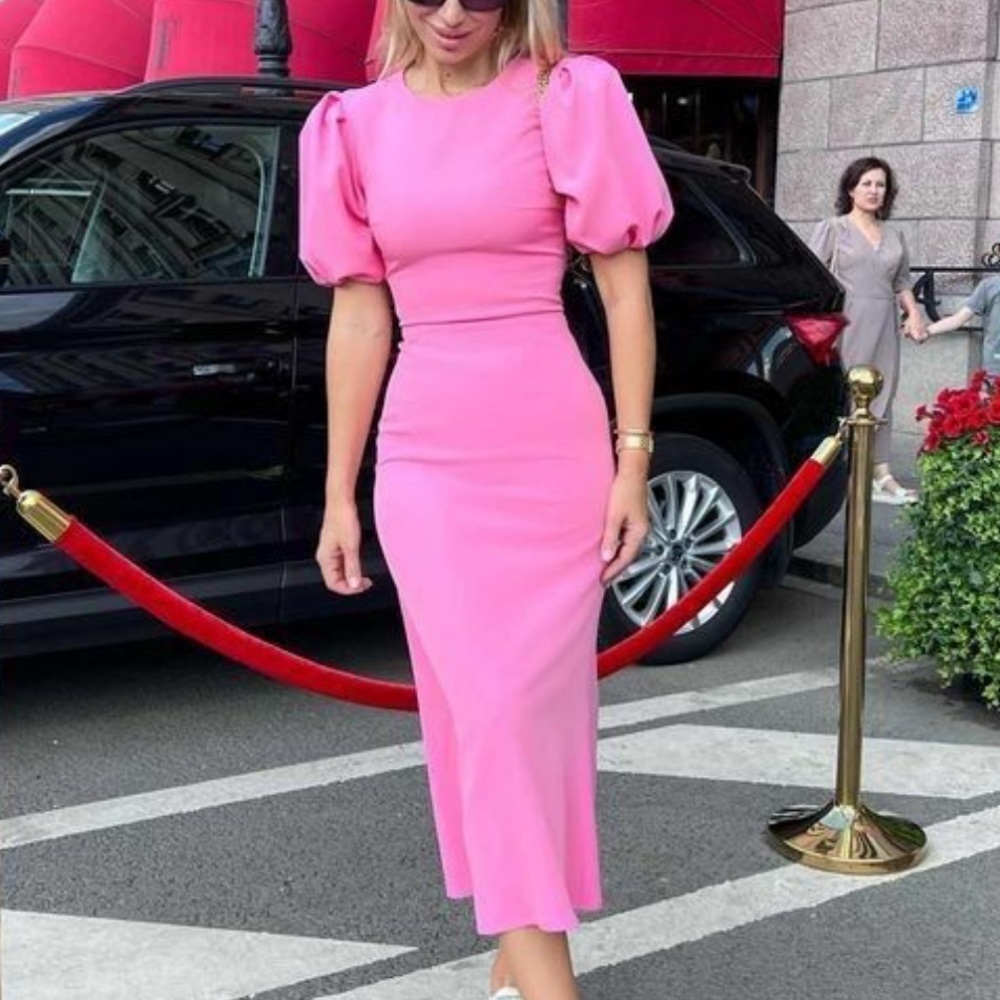 Post Meridiem puff sleeve midi dress